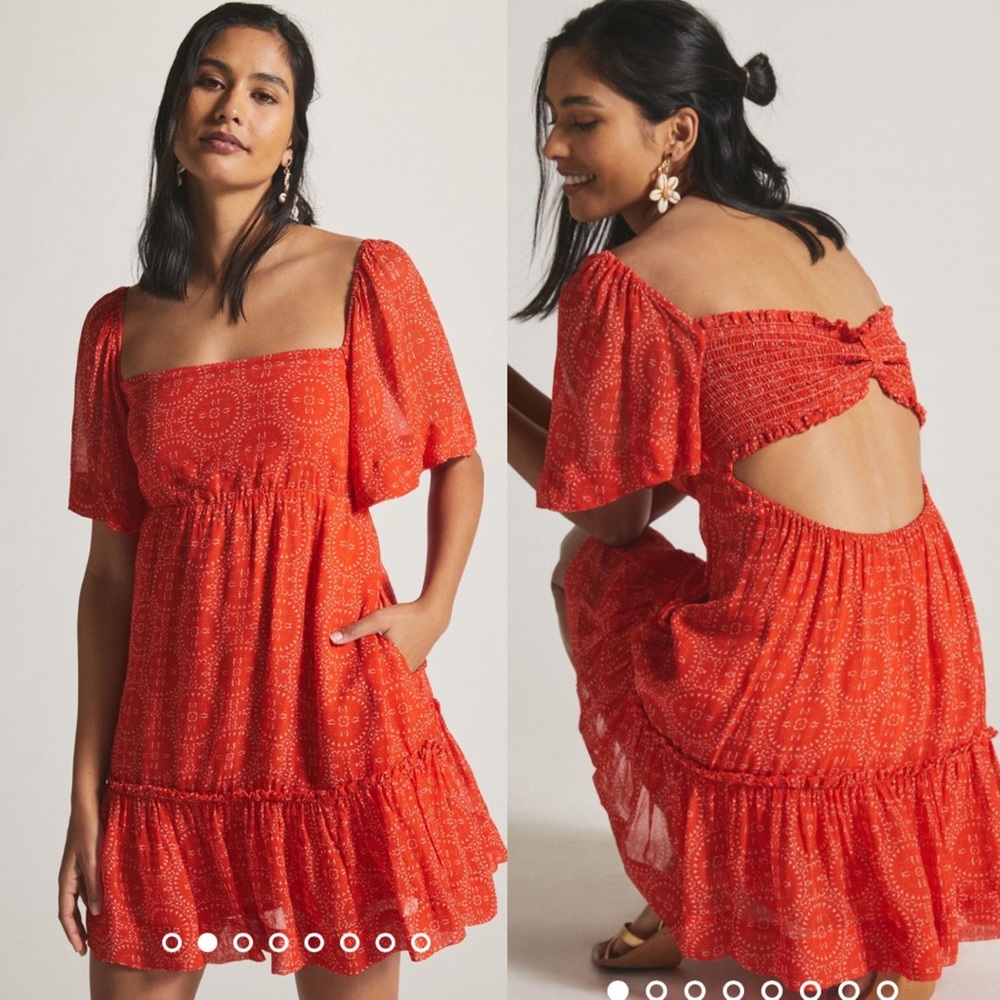 Maeve by Anthropologie Smocked Tunic Mini Dress size XSP